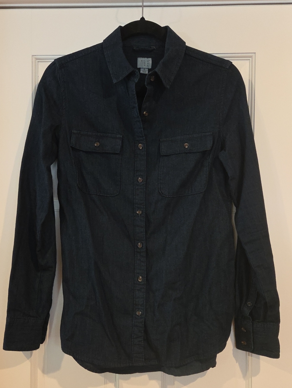 A New Day Dark Blue Denim Button-Up Shirt - Classic Long Sleeve
